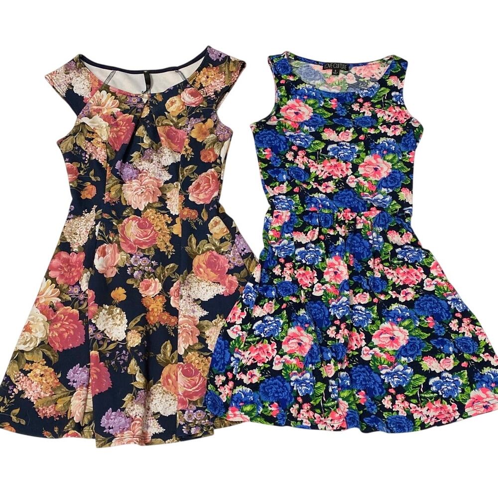 Love Culture Floral Dress Cutout Sleeve Dress TWO Vibrant Garden Party Sz Small
